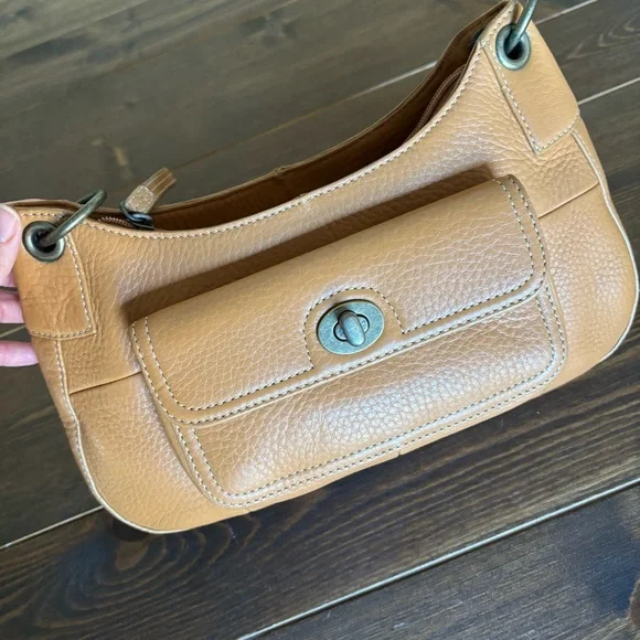 Vintage Fossil Genuine Leather Shoulder Bag Tan Top Grain Leather  Classic Y2K - Picture 6 of 15